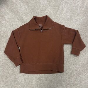 CALIA Brown Zip Collar Sweatshirt